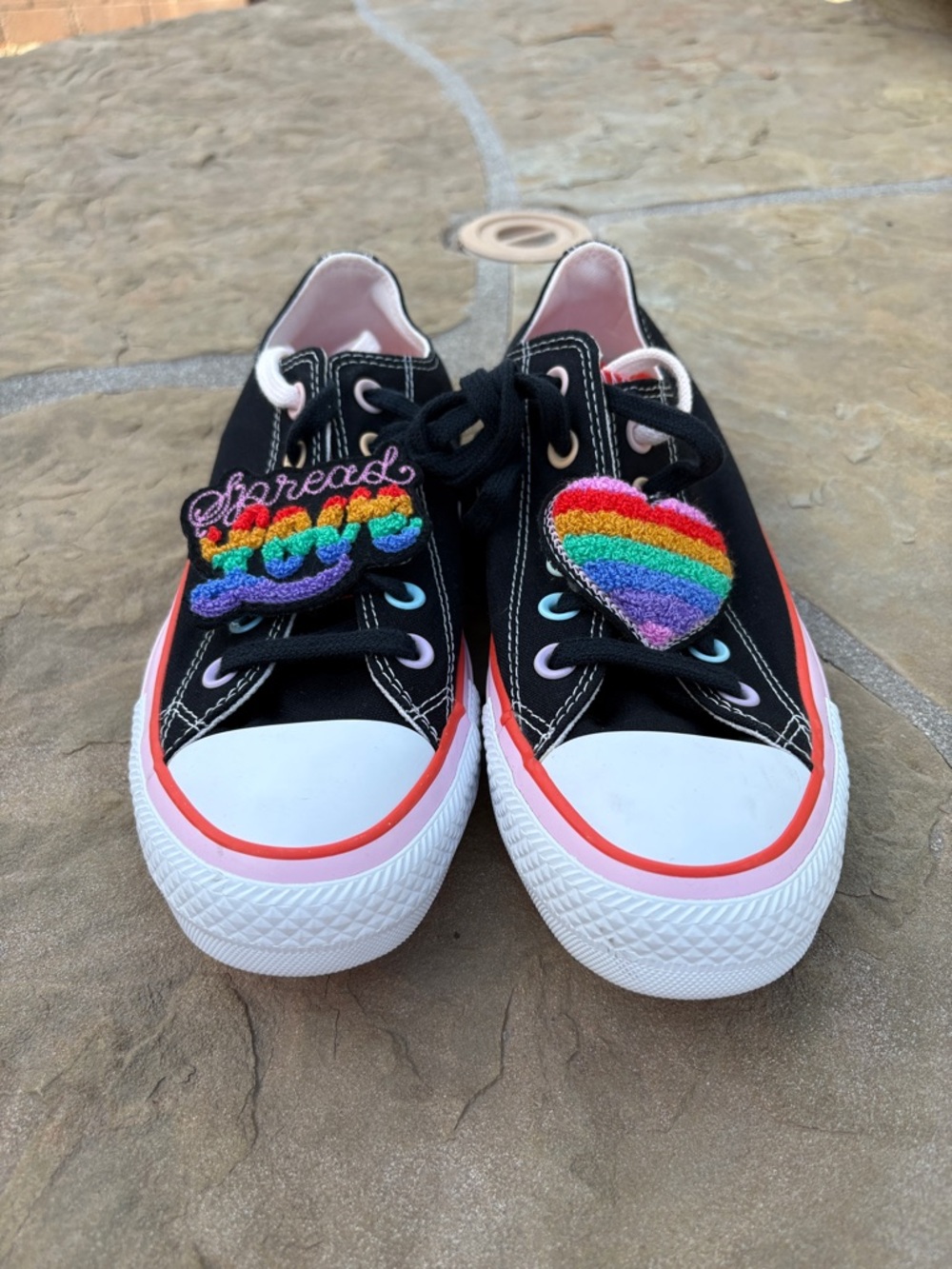 Rare Converse Pride Sneakers with Rainbow Heart Charms